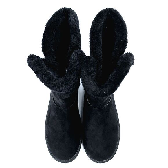 Sag Habor Black Bailey Button Bling Faux Suede Fur Lined Boots Sz 9 - Picture 4 of 9